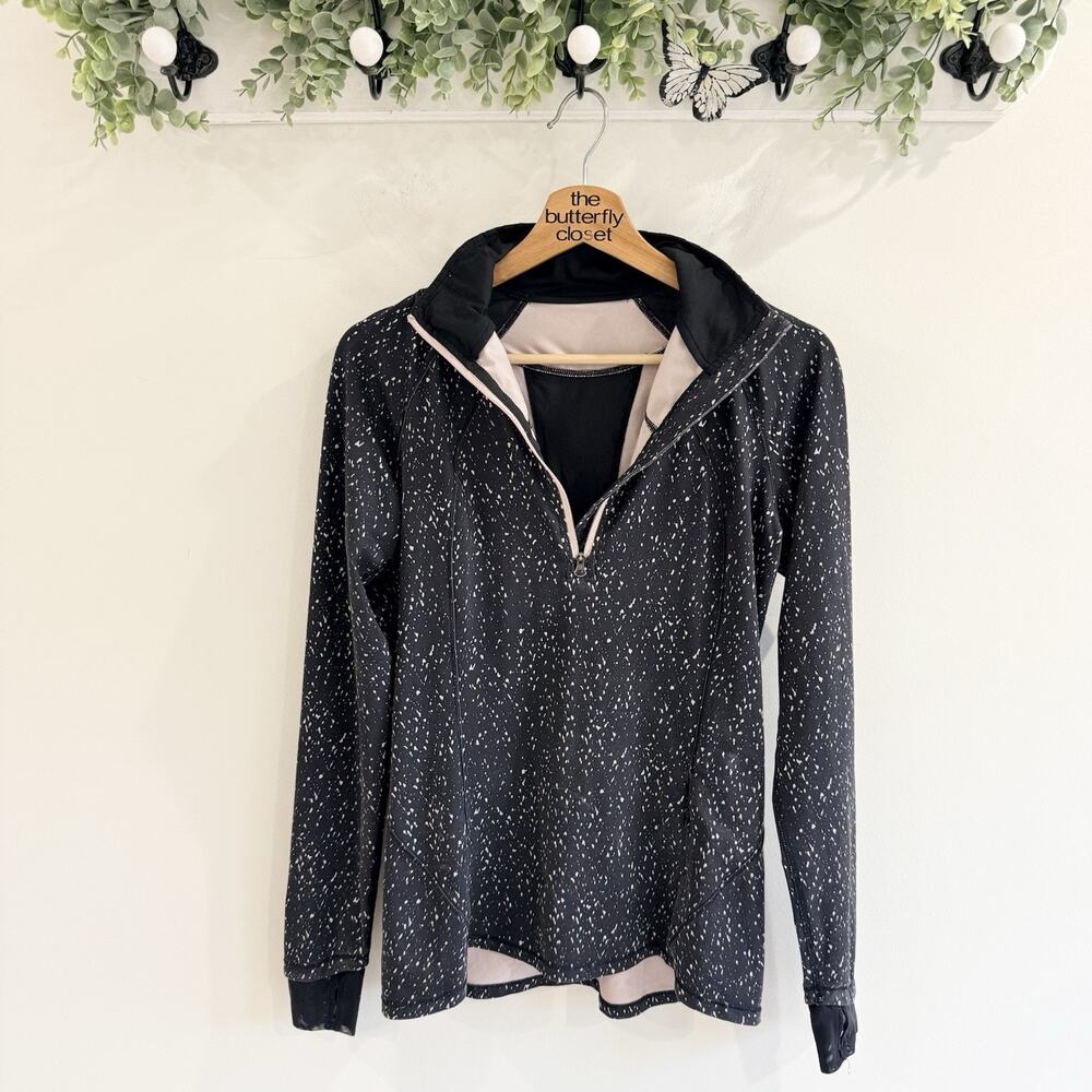 Lululemon Go The Distance 1/2 Zip Butterfly Texture Mink Berry Black F4025